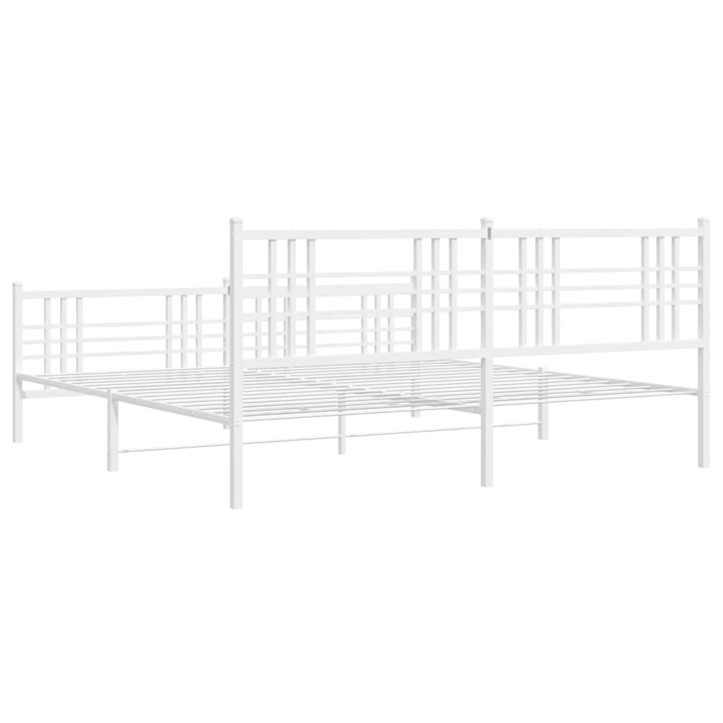 Sengeramme i metall med hode- og fotgavl hvit 180x200 cm