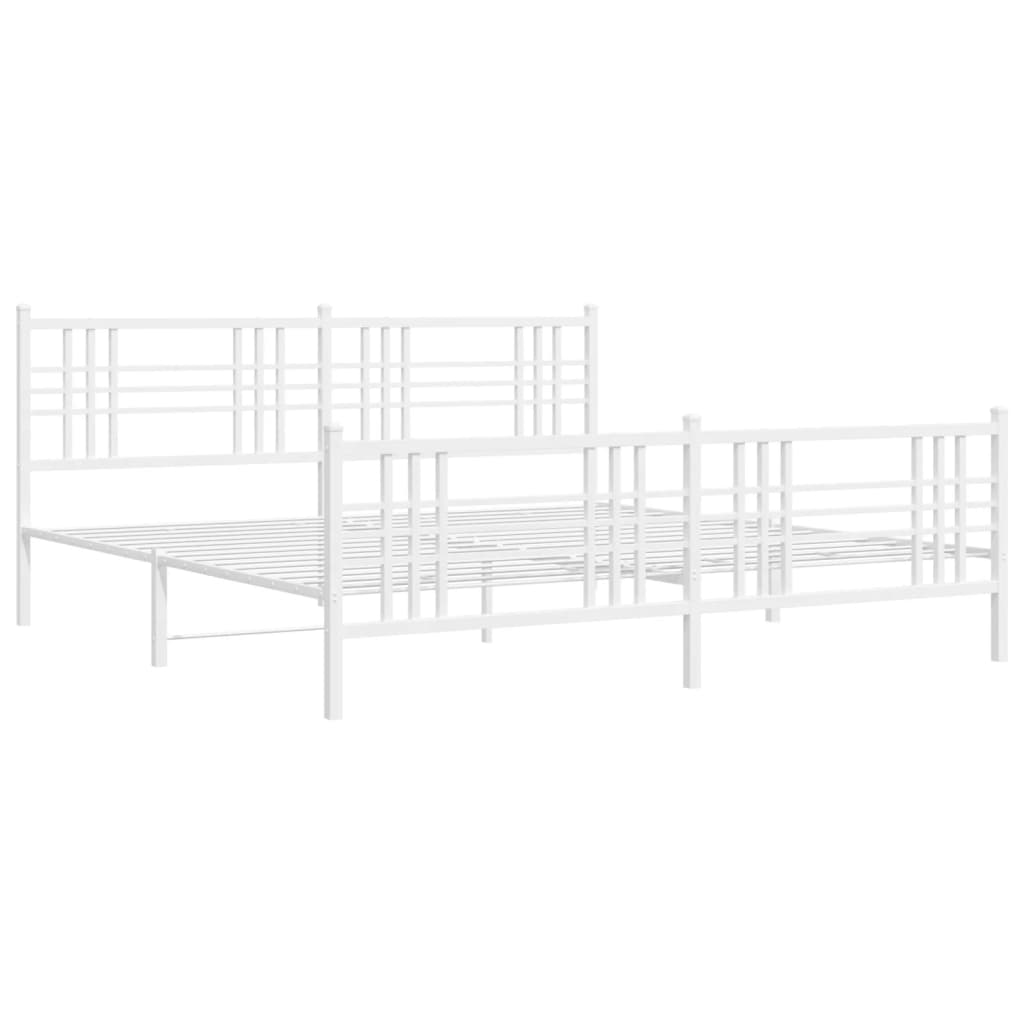 Sengeramme i metall med hode- og fotgavl hvit 183x213 cm
