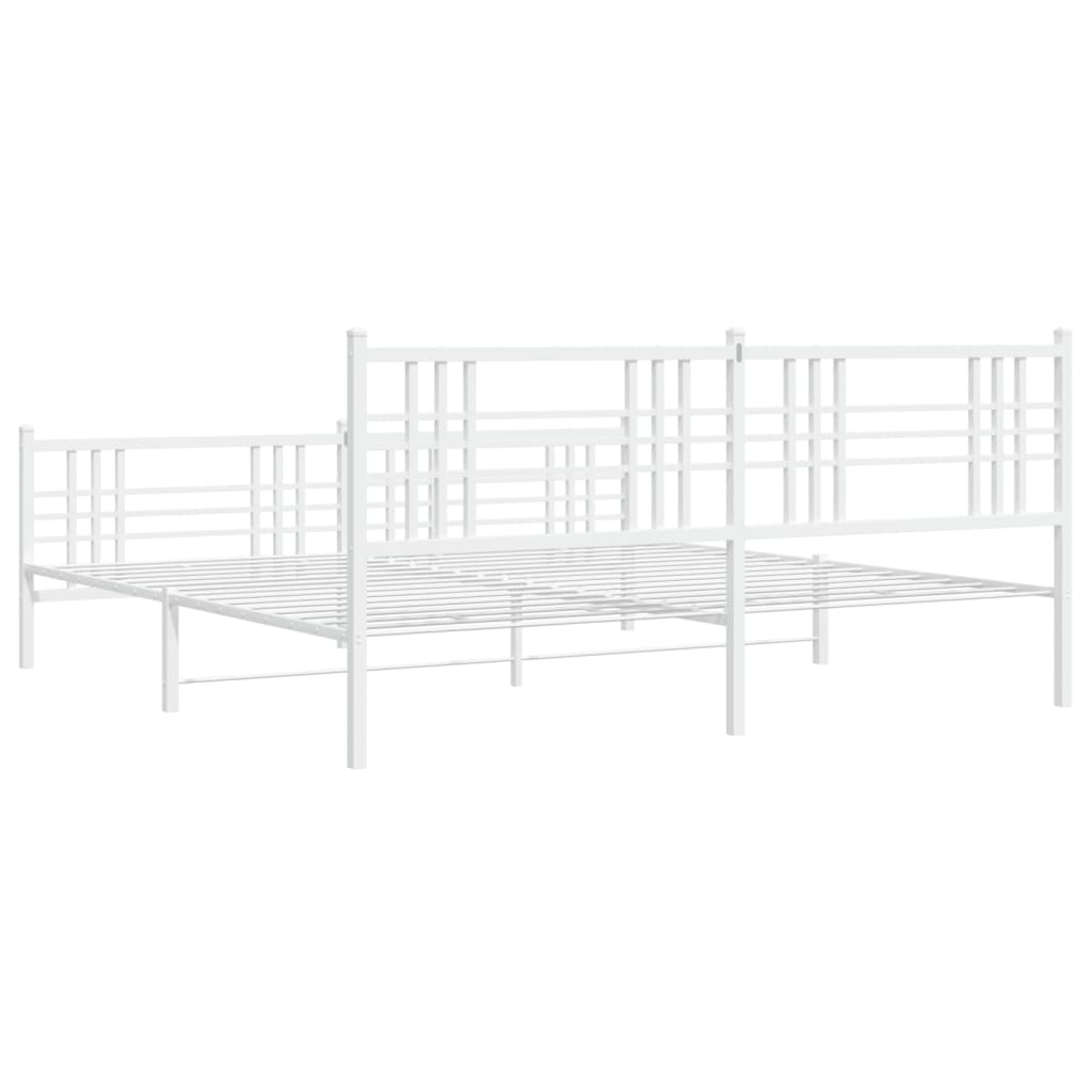 Sengeramme i metall med hode- og fotgavl hvit 183x213 cm