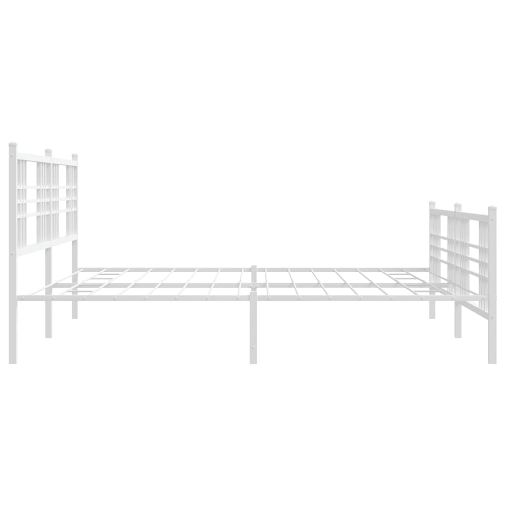 Sengeramme i metall med hode- og fotgavl hvit 200x200 cm
