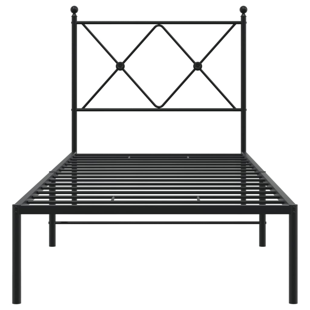 Sengeramme i metall med hodegavl svart 75x190 cm