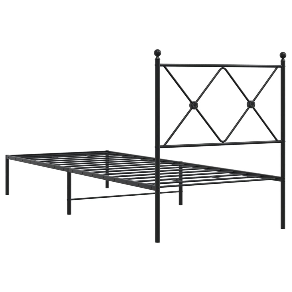 Sengeramme i metall med hodegavl svart 75x190 cm