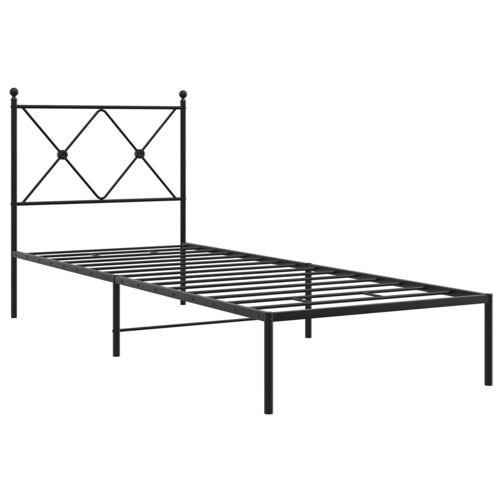 Sengeramme i metall med hodegavl svart 80x200 cm