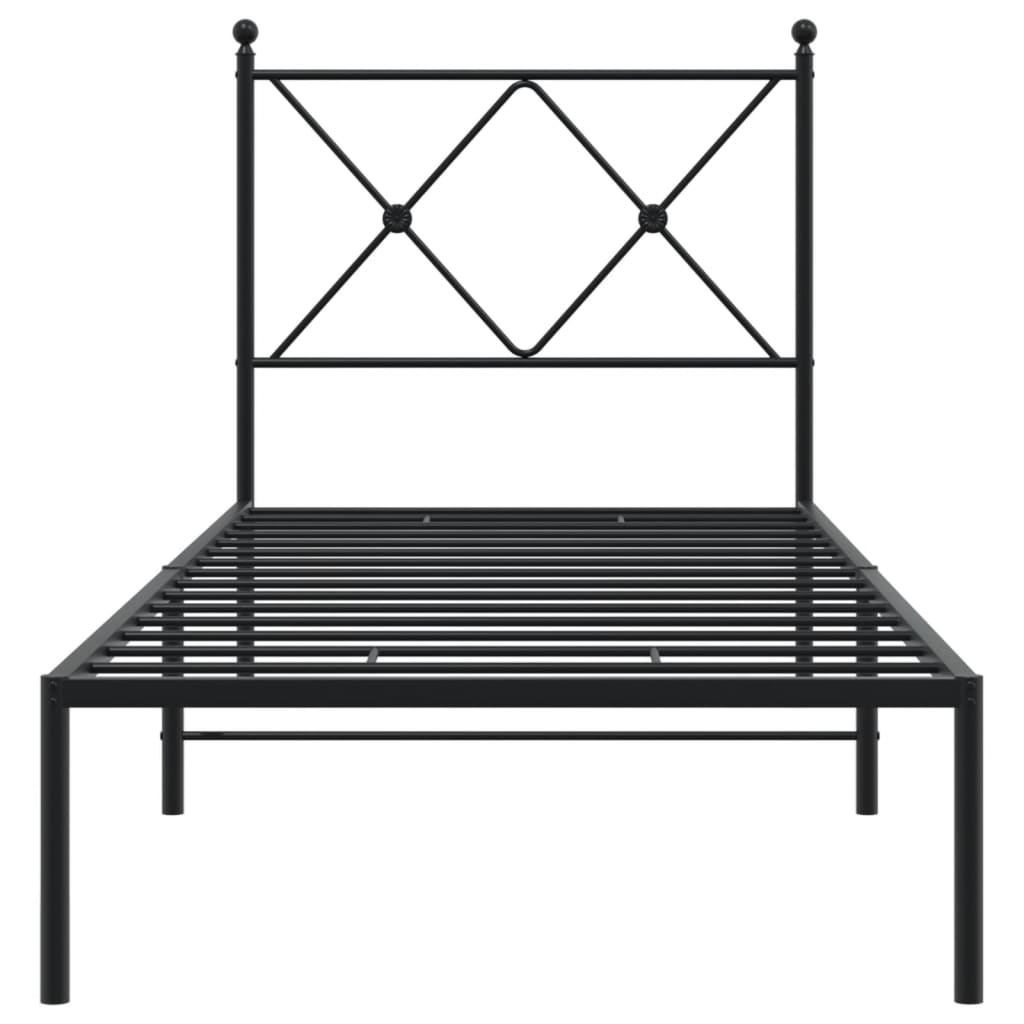 Sengeramme i metall med hodegavl svart 80x200 cm
