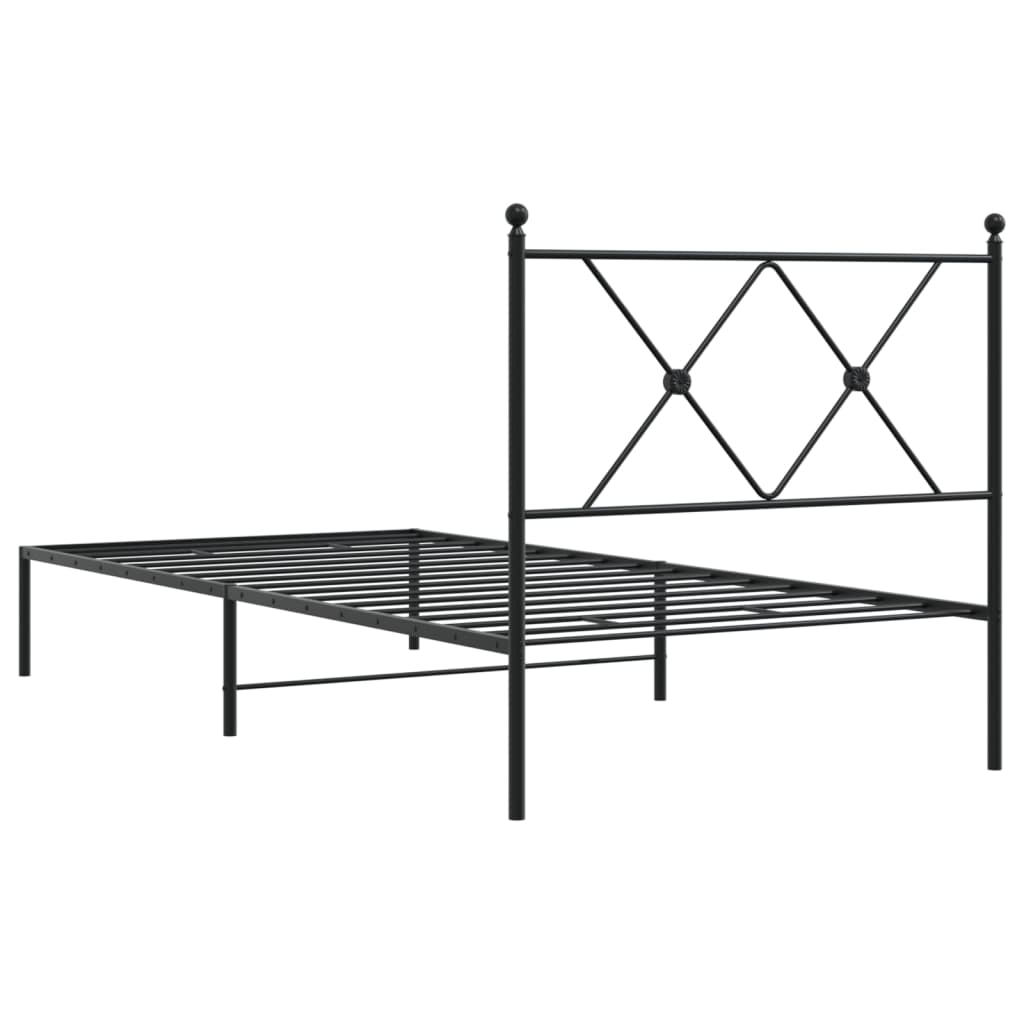Sengeramme i metall med hodegavl svart 90x190 cm