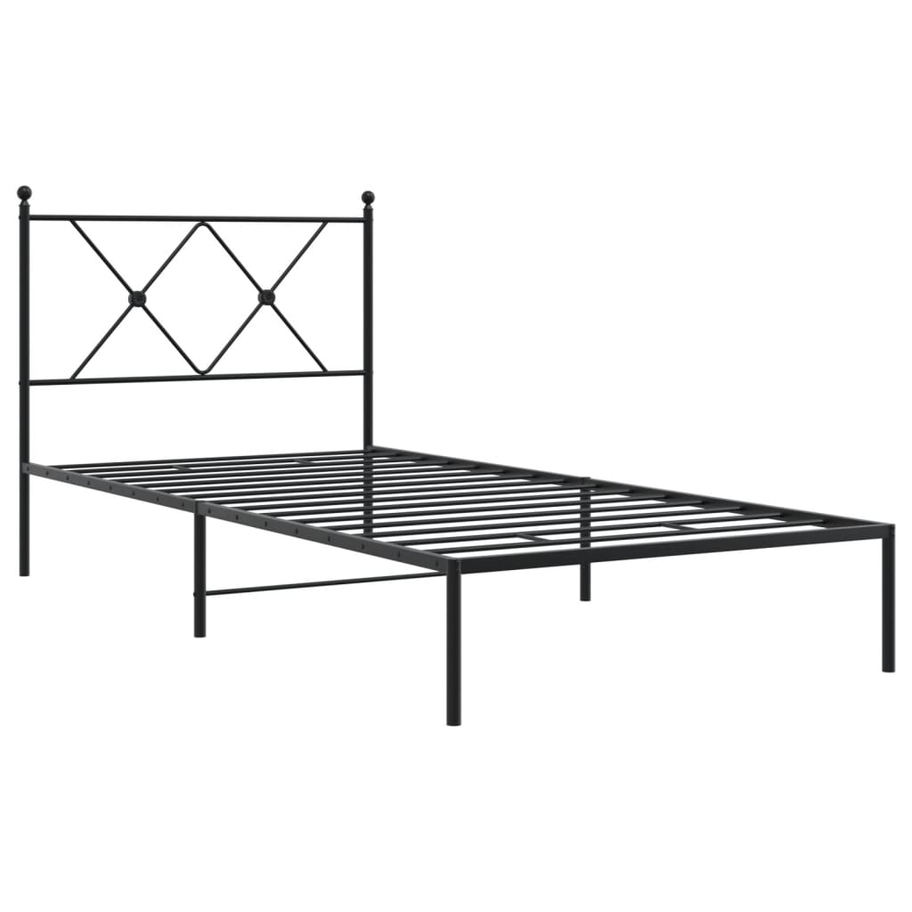 Sengeramme i metall med hodegavl svart 90x200 cm