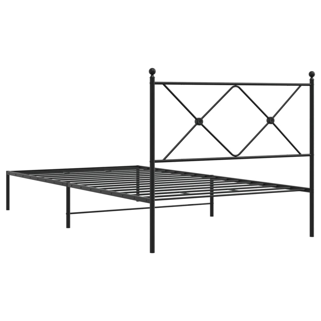 Sengeramme i metall med hodegavl svart 100x190 cm