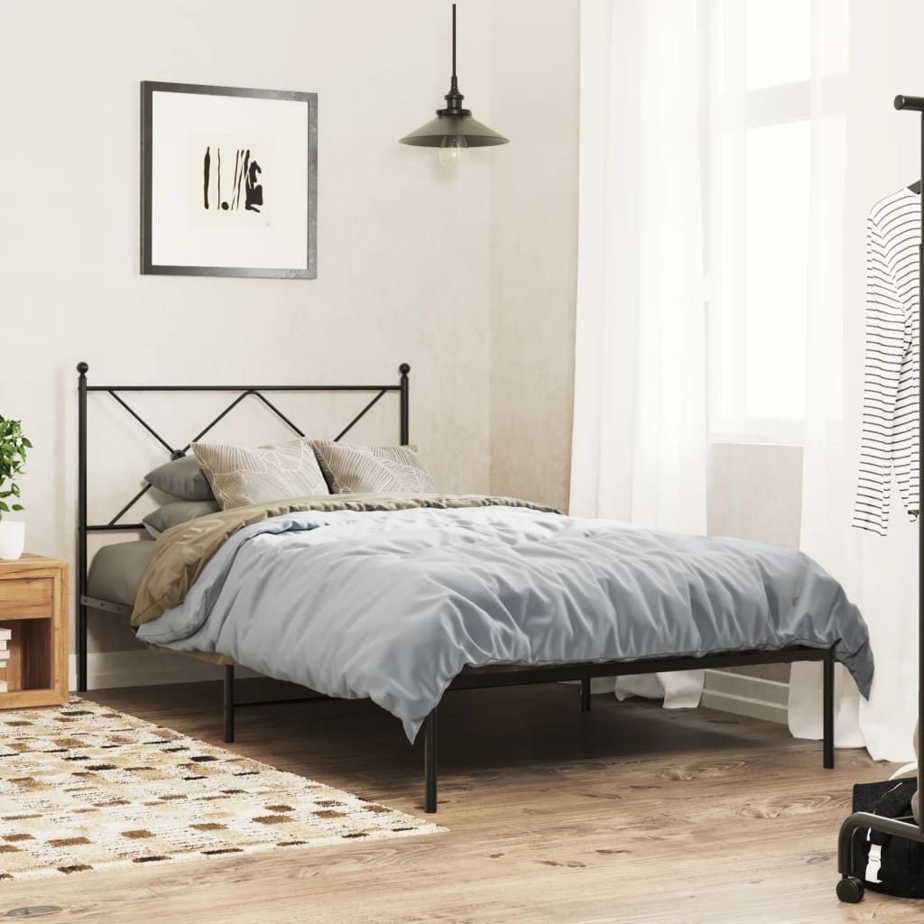 Sengeramme i metall med hodegavl svart 100x190 cm