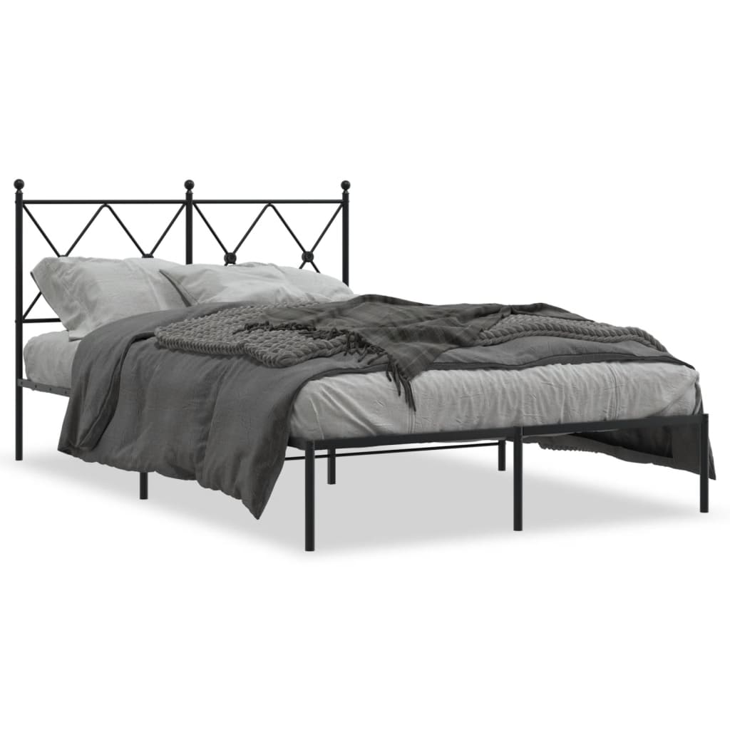 Sengeramme i metall med hodegavl svart 120x190 cm