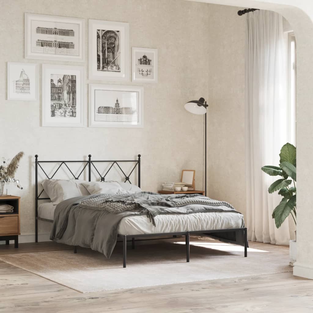 Sengeramme i metall med hodegavl svart 120x190 cm