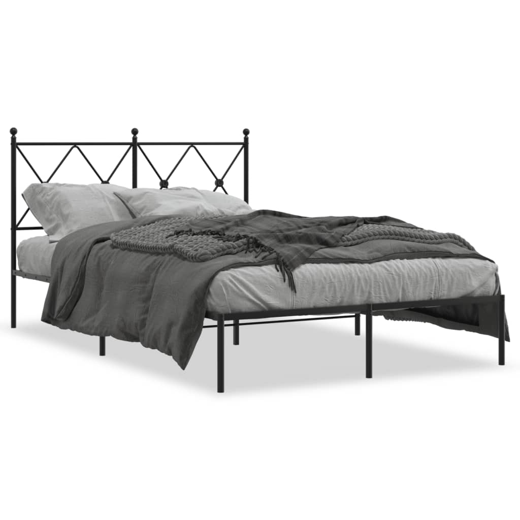 Sengeramme i metall med sengegavl svart 120x200 cm
