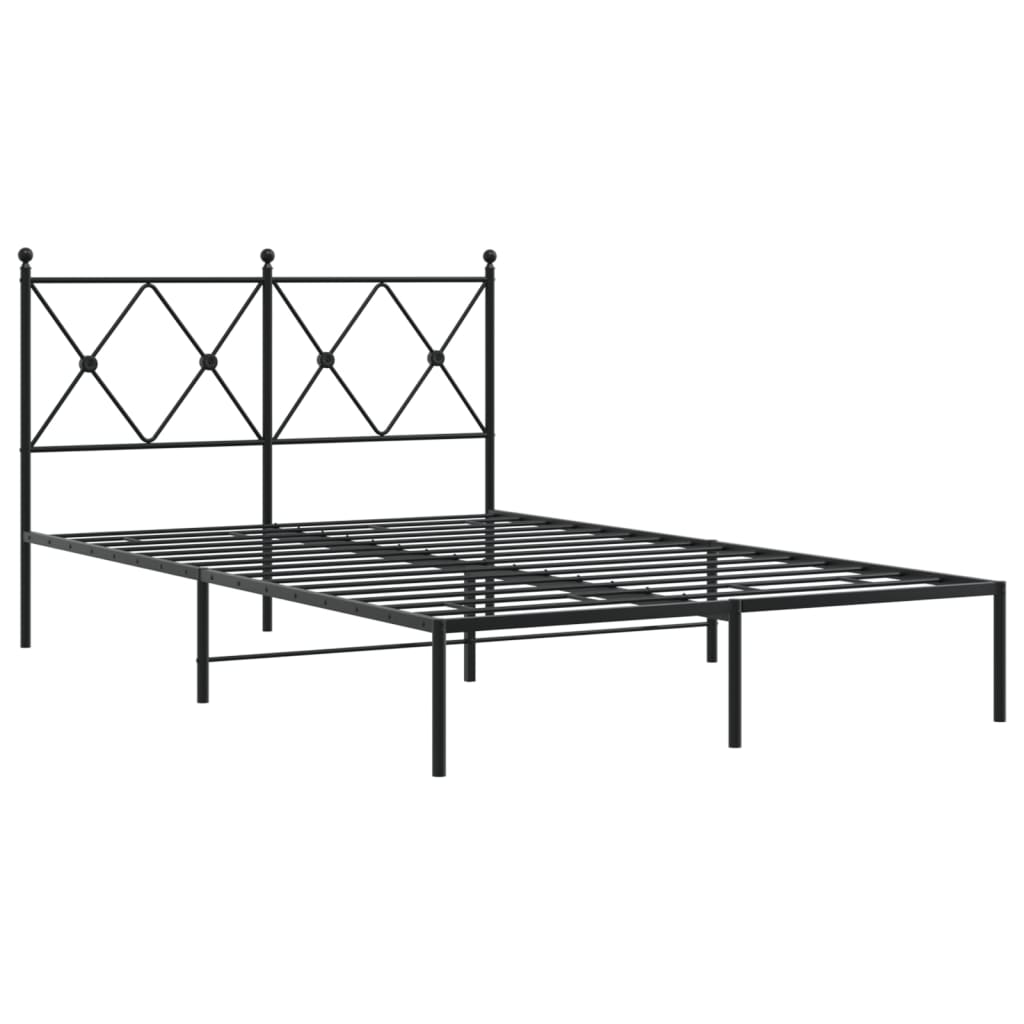 Sengeramme i metall med sengegavl svart 120x200 cm