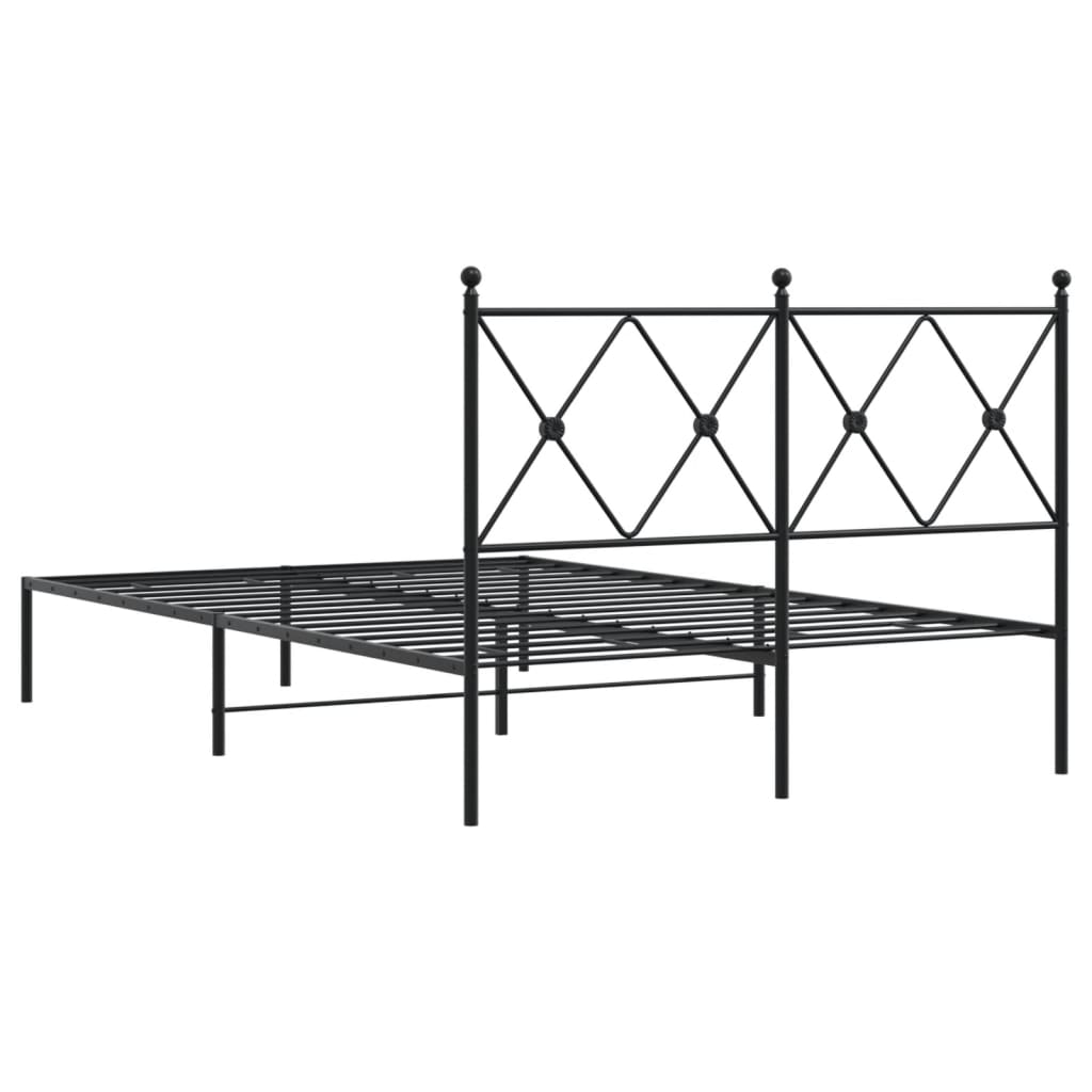 Sengeramme i metall med sengegavl svart 120x200 cm