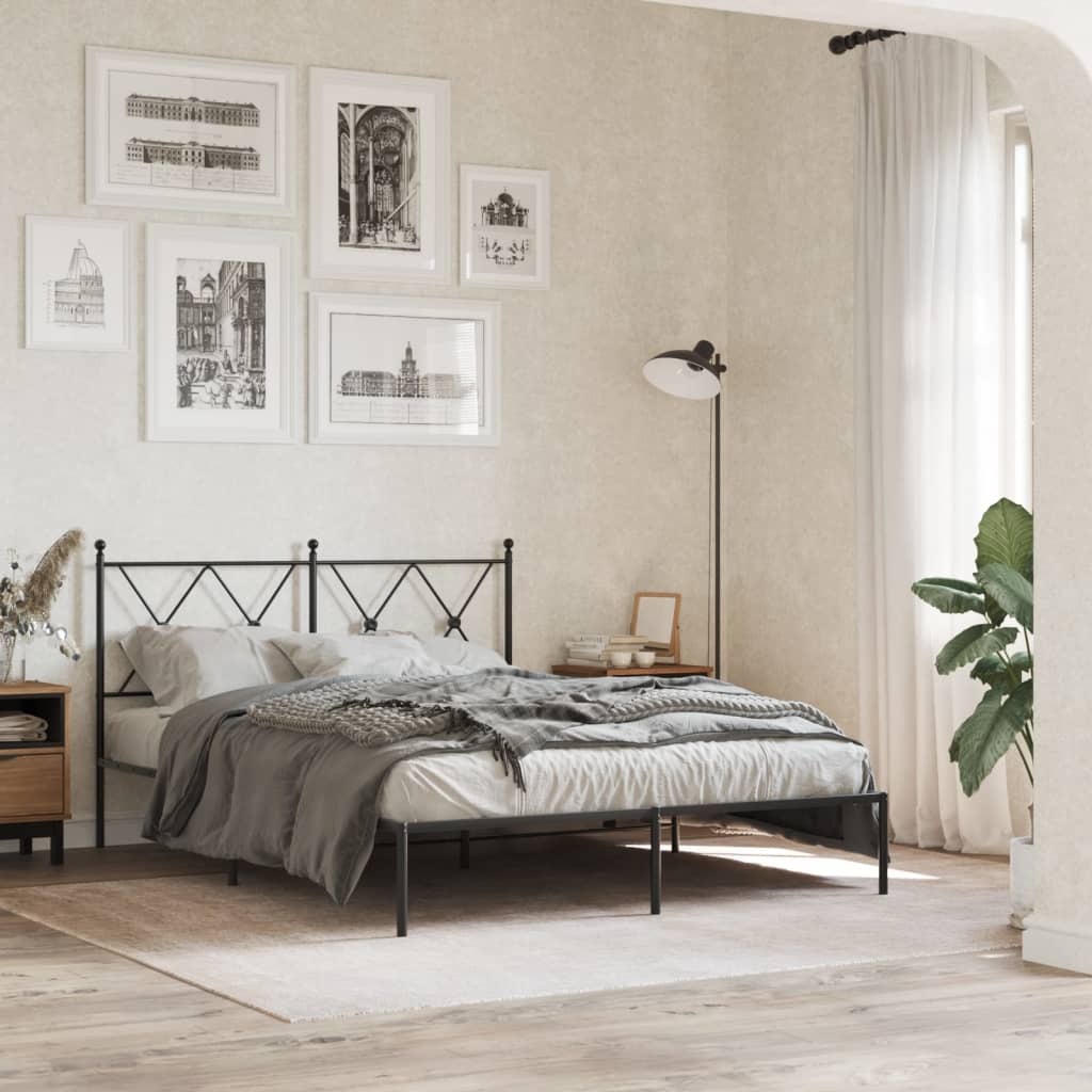 Sengeramme i metall med hodegavl svart 135x190 cm
