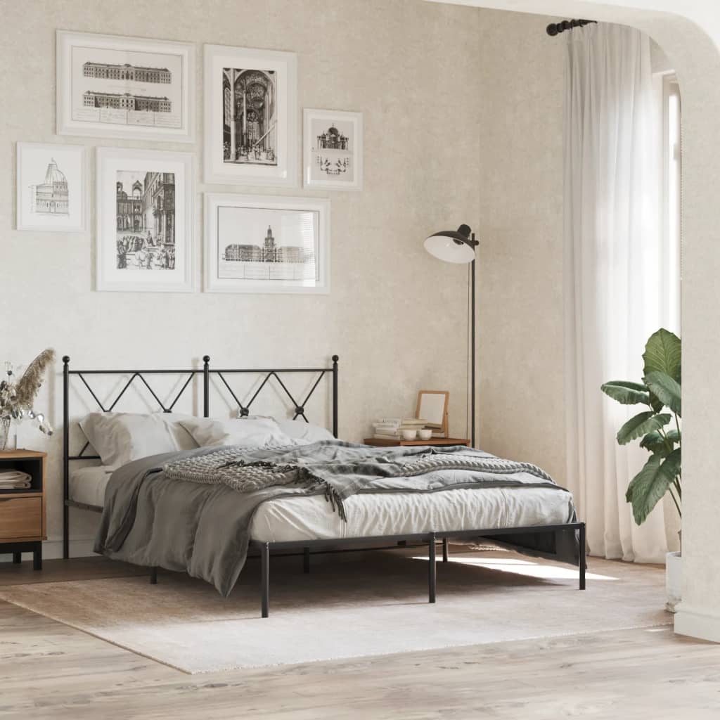 Sengeramme i metall med hodegavl svart 140x190 cm
