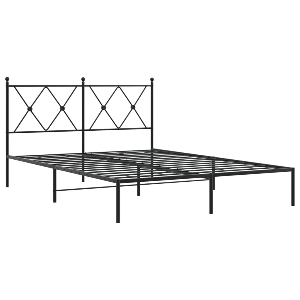 Sengeramme i metall med sengegavl svart 140x200 cm