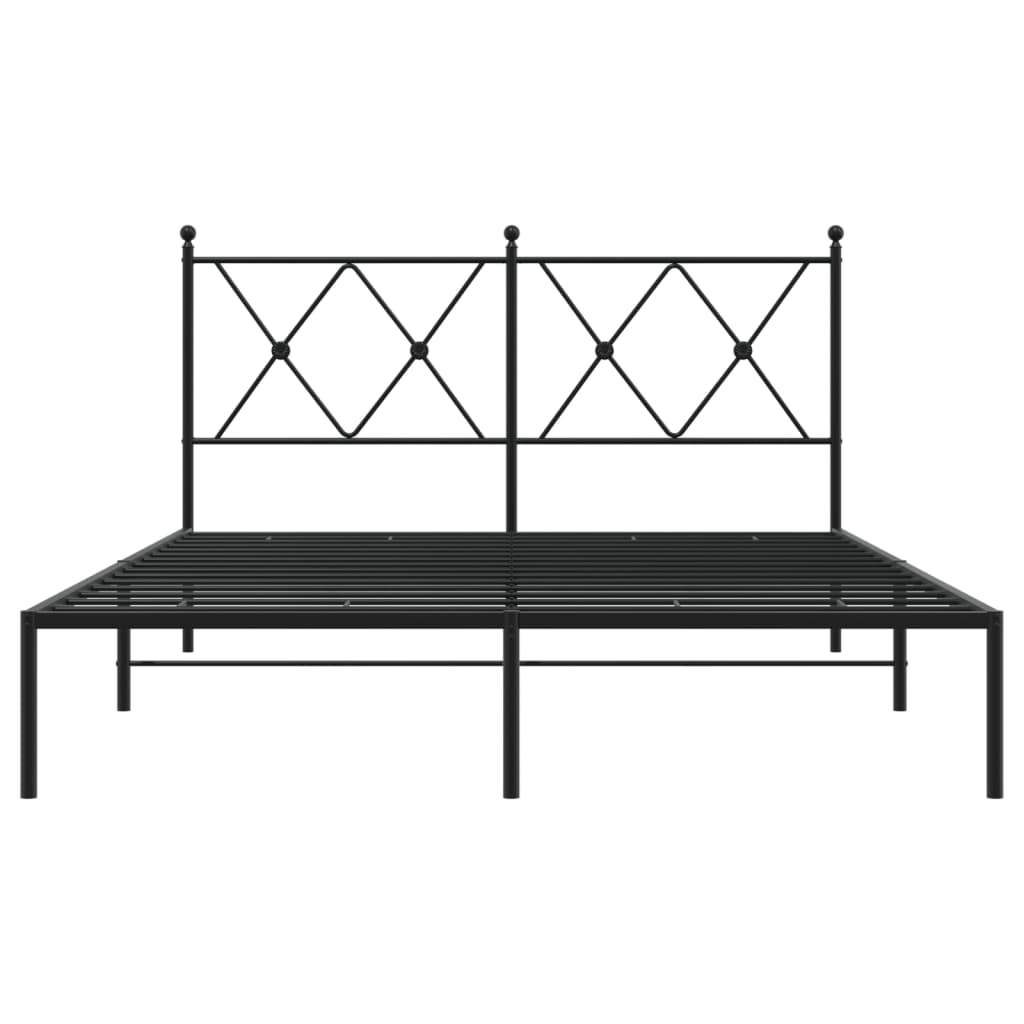 Sengeramme i metall med sengegavl svart 140x200 cm