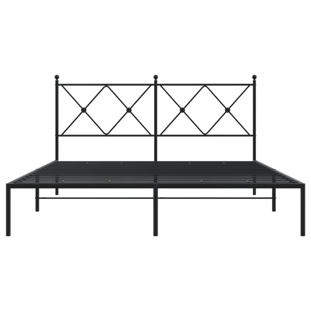 Sengeramme i metall med sengegavl svart 150x200 cm