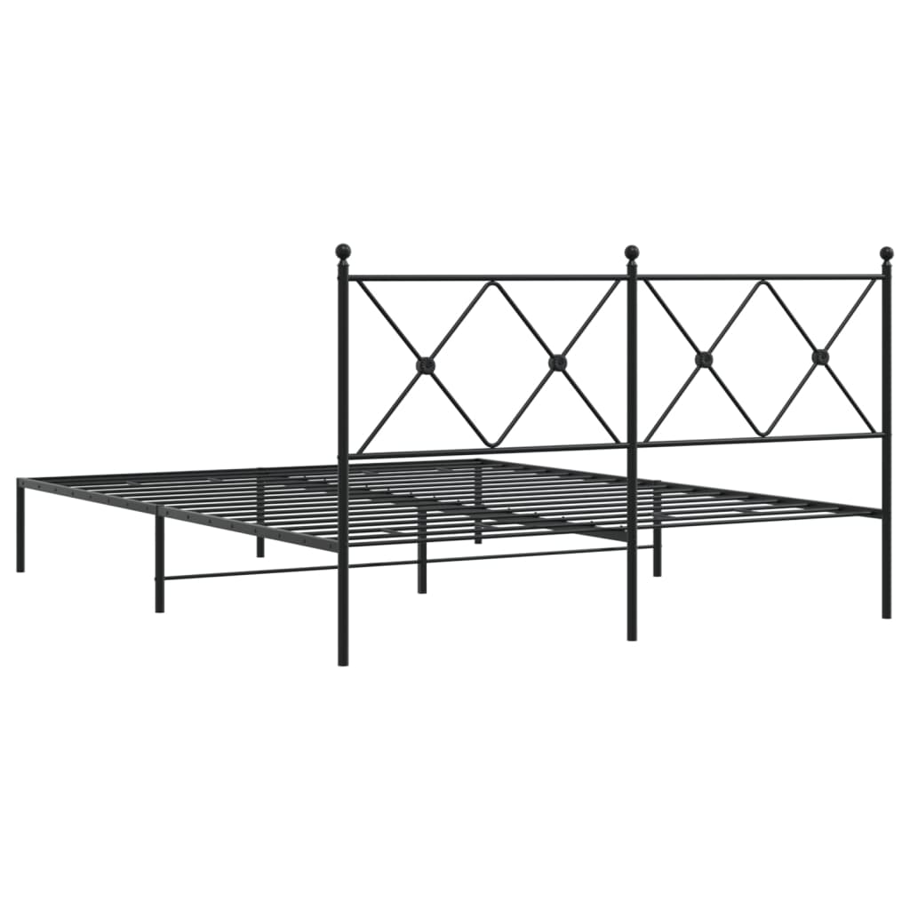 Sengeramme i metall med sengegavl svart 150x200 cm