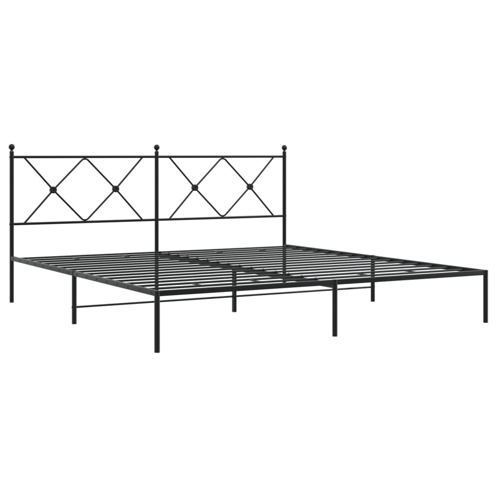 Sengeramme i metall med sengegavl svart 183x213 cm