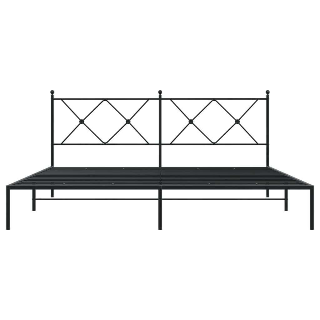 Sengeramme i metall med sengegavl svart 183x213 cm