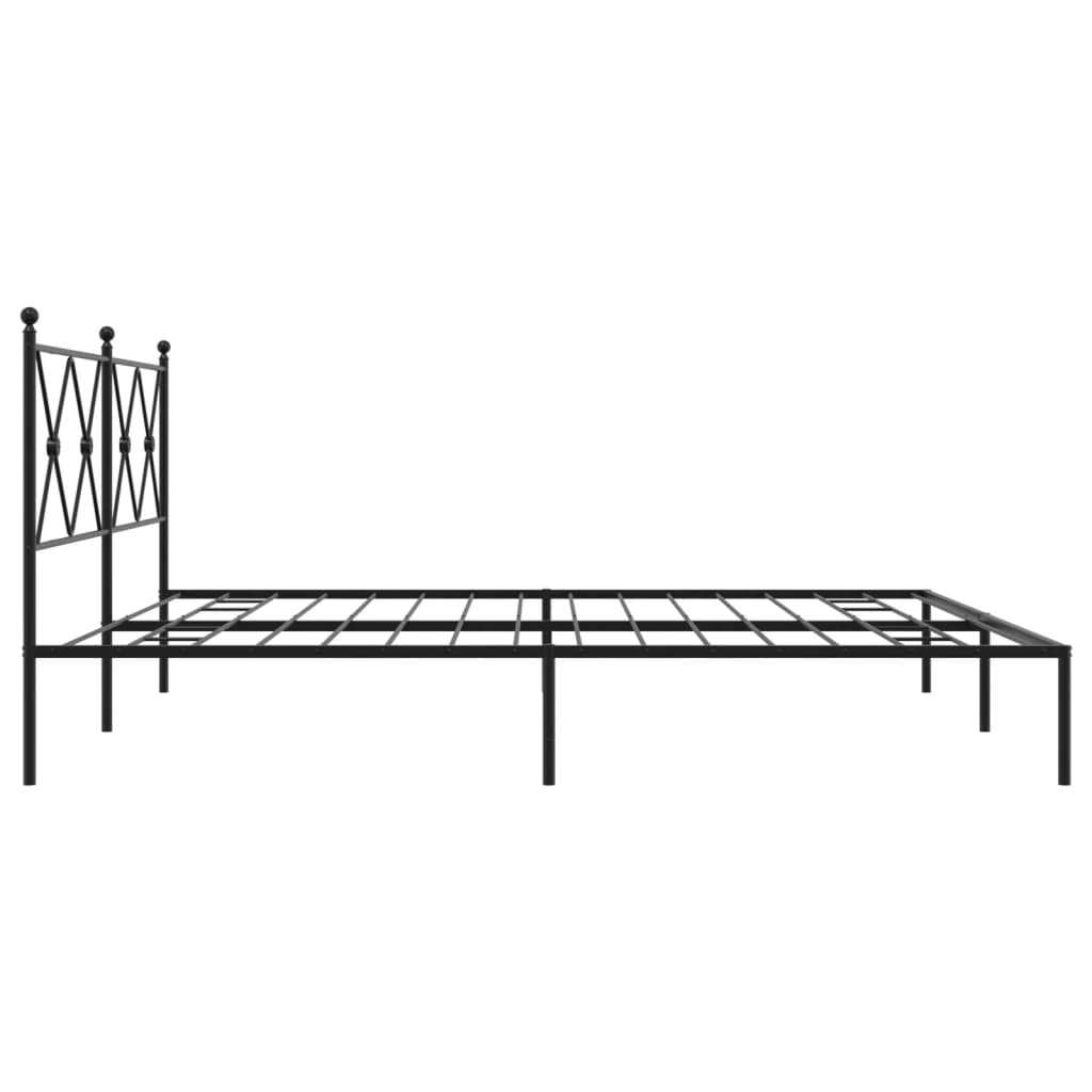 Sengeramme i metall med sengegavl svart 183x213 cm