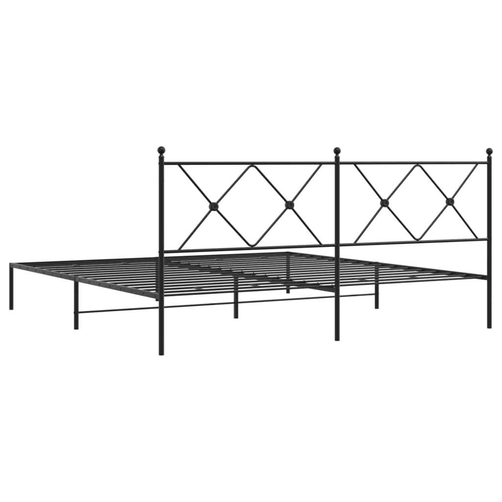 Sengeramme i metall med sengegavl svart 183x213 cm