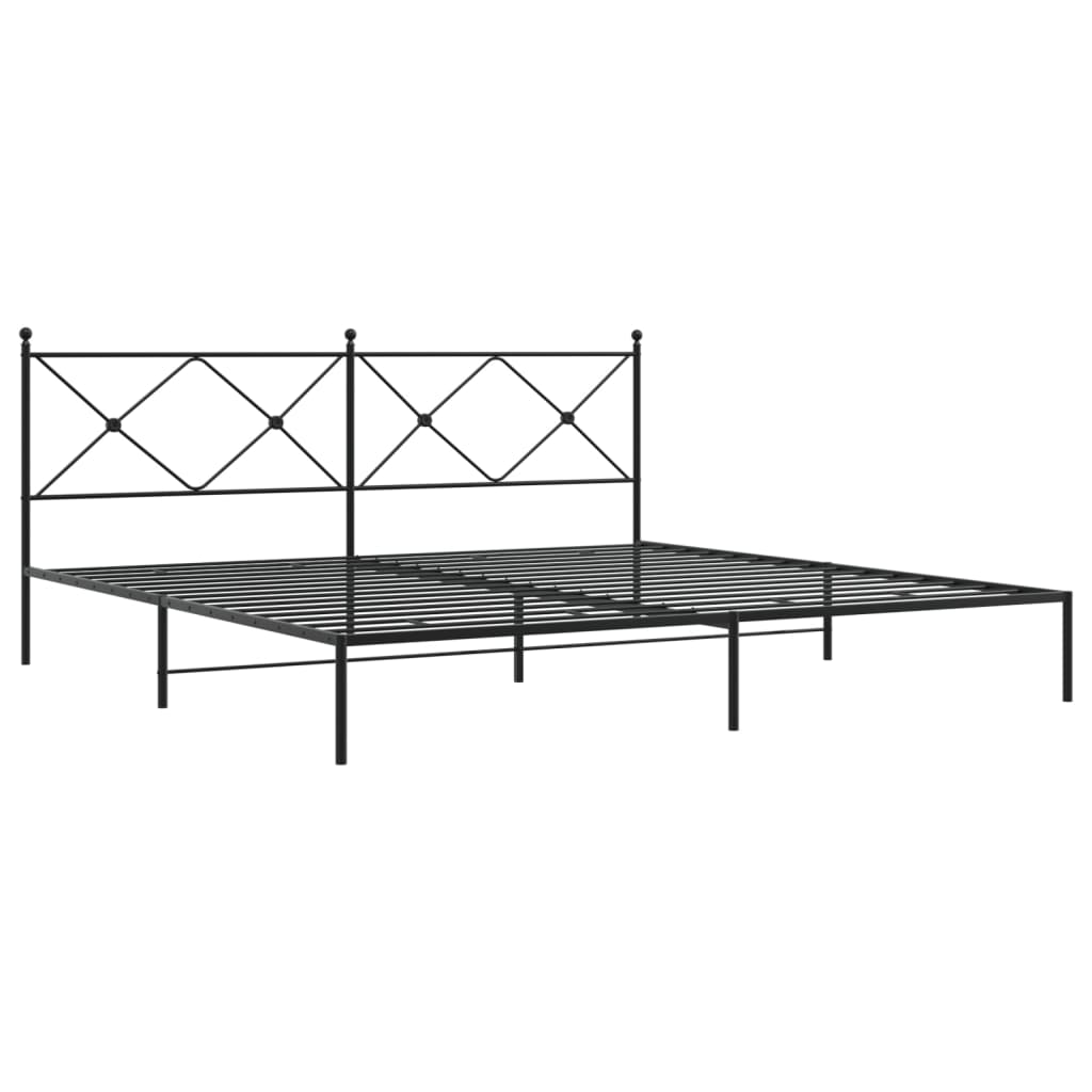Sengeramme i metall med sengegavl svart 193x203 cm