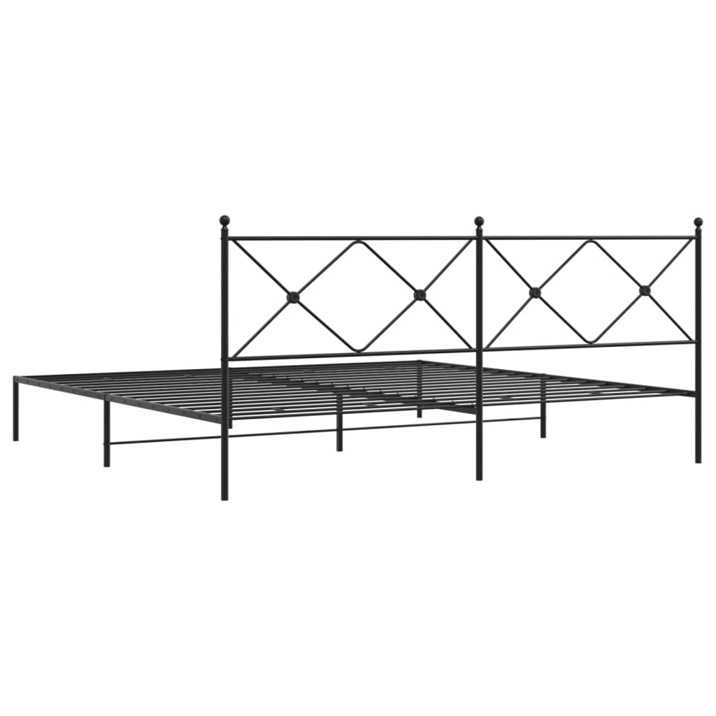 Sengeramme i metall med sengegavl svart 193x203 cm