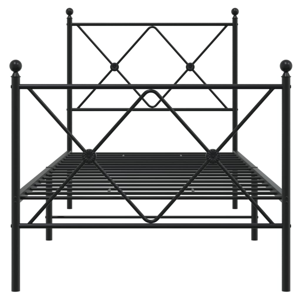 Sengeramme i metall med hode- og fotgavl svart 80x200 cm