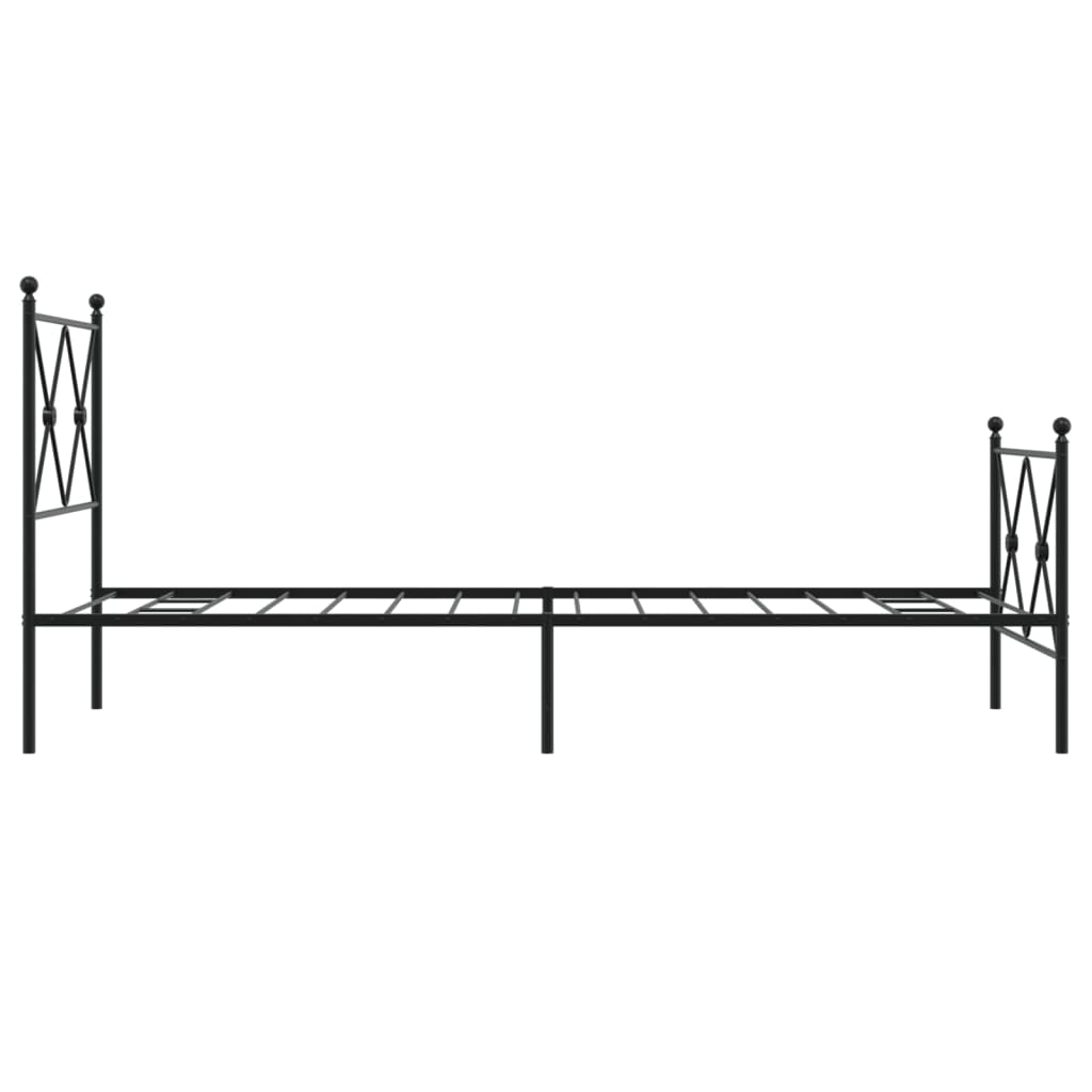 Sengeramme i metall med hode- og fotgavl svart 80x200 cm