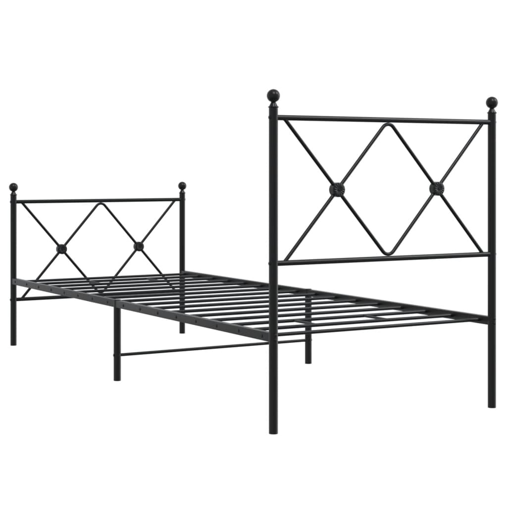 Sengeramme i metall med hode- og fotgavl svart 80x200 cm