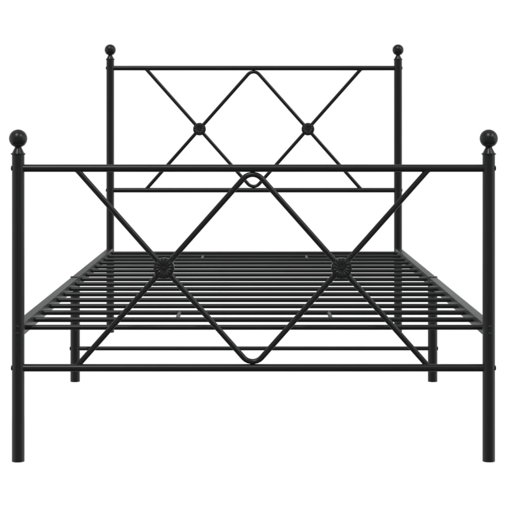 Sengeramme i metall med hode- og fotgavl svart 90x190 cm