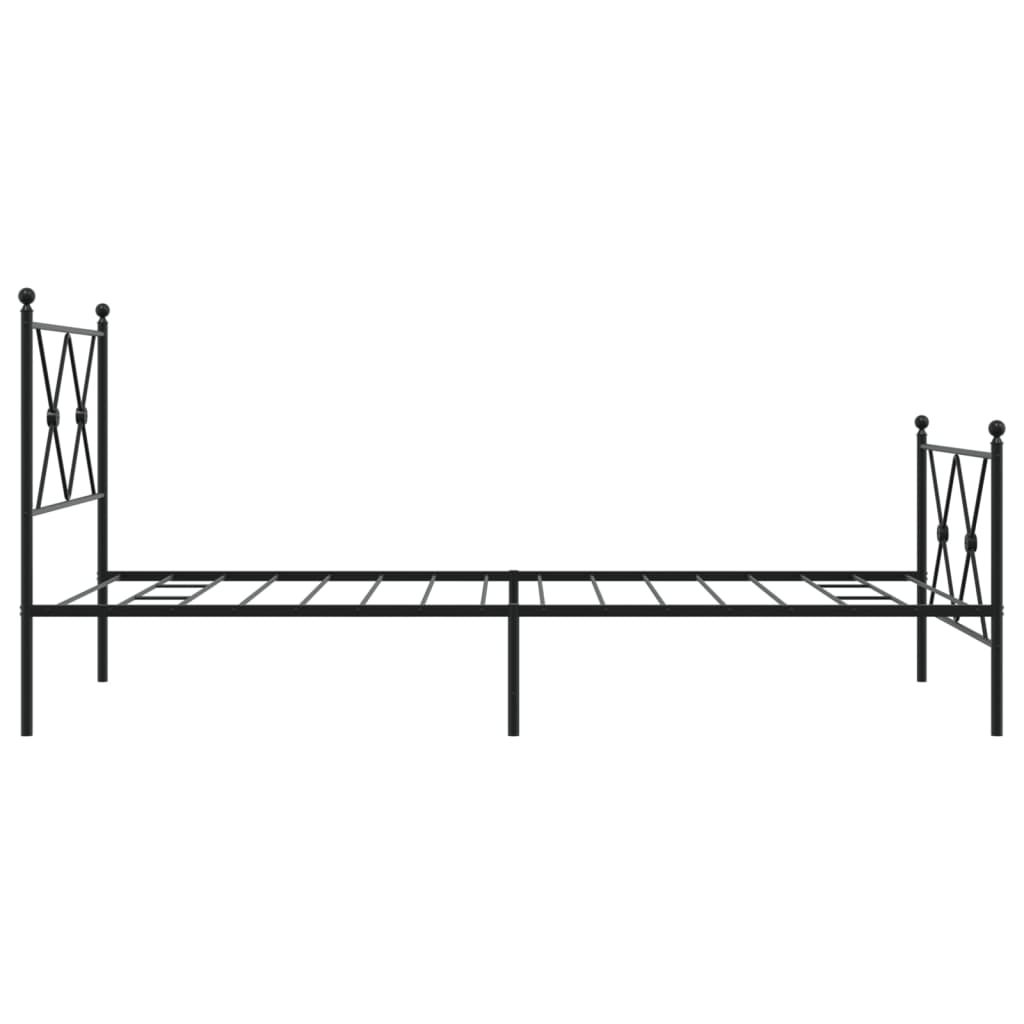 Sengeramme i metall med hode- og fotgavl svart 90x190 cm