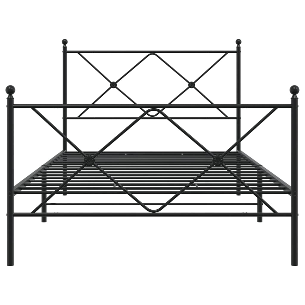 Sengeramme i metall med hode- og fotgavl svart 100x190 cm