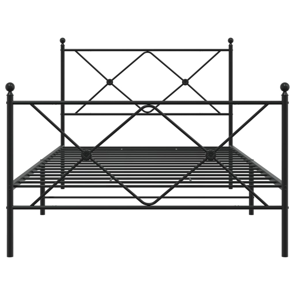 Sengeramme i metall med hode- og fotgavl svart 107x203 cm