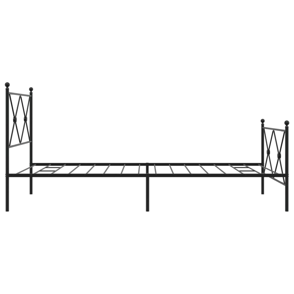 Sengeramme i metall med hode- og fotgavl svart 107x203 cm