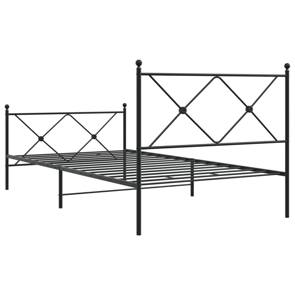 Sengeramme i metall med hode- og fotgavl svart 107x203 cm