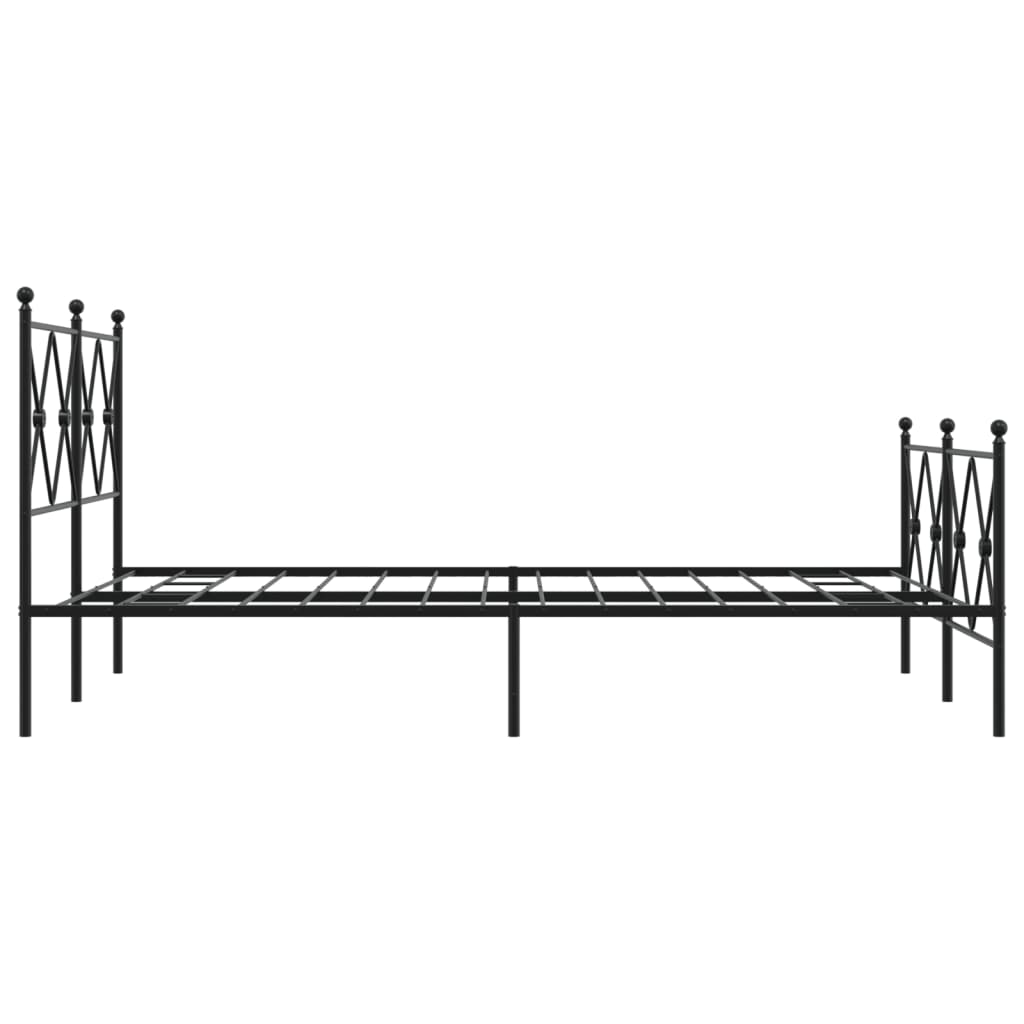Sengeramme i metall med hode- og fotgavl svart 120x190 cm