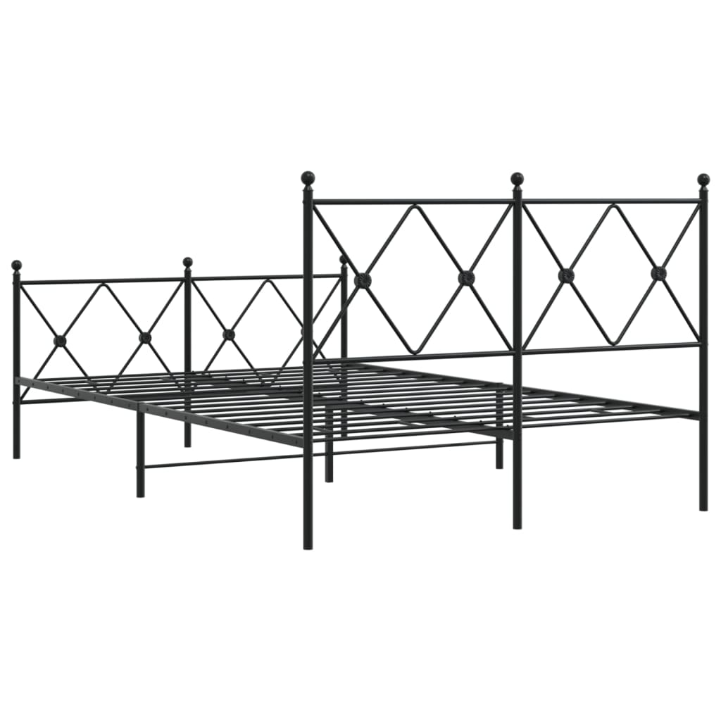 Sengeramme i metall med hode- og fotgavl svart 120x190 cm