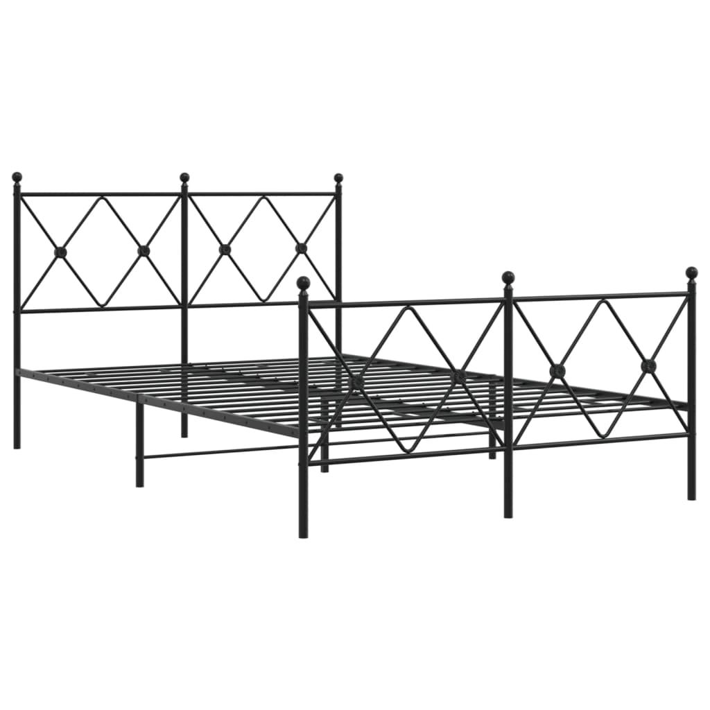 Sengeramme i metall med hode- og fotgavl svart 120x200 cm
