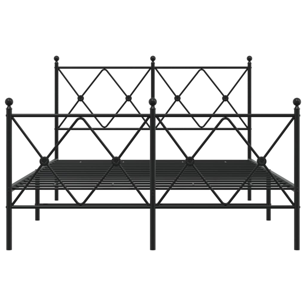 Sengeramme i metall med hode- og fotgavl svart 120x200 cm
