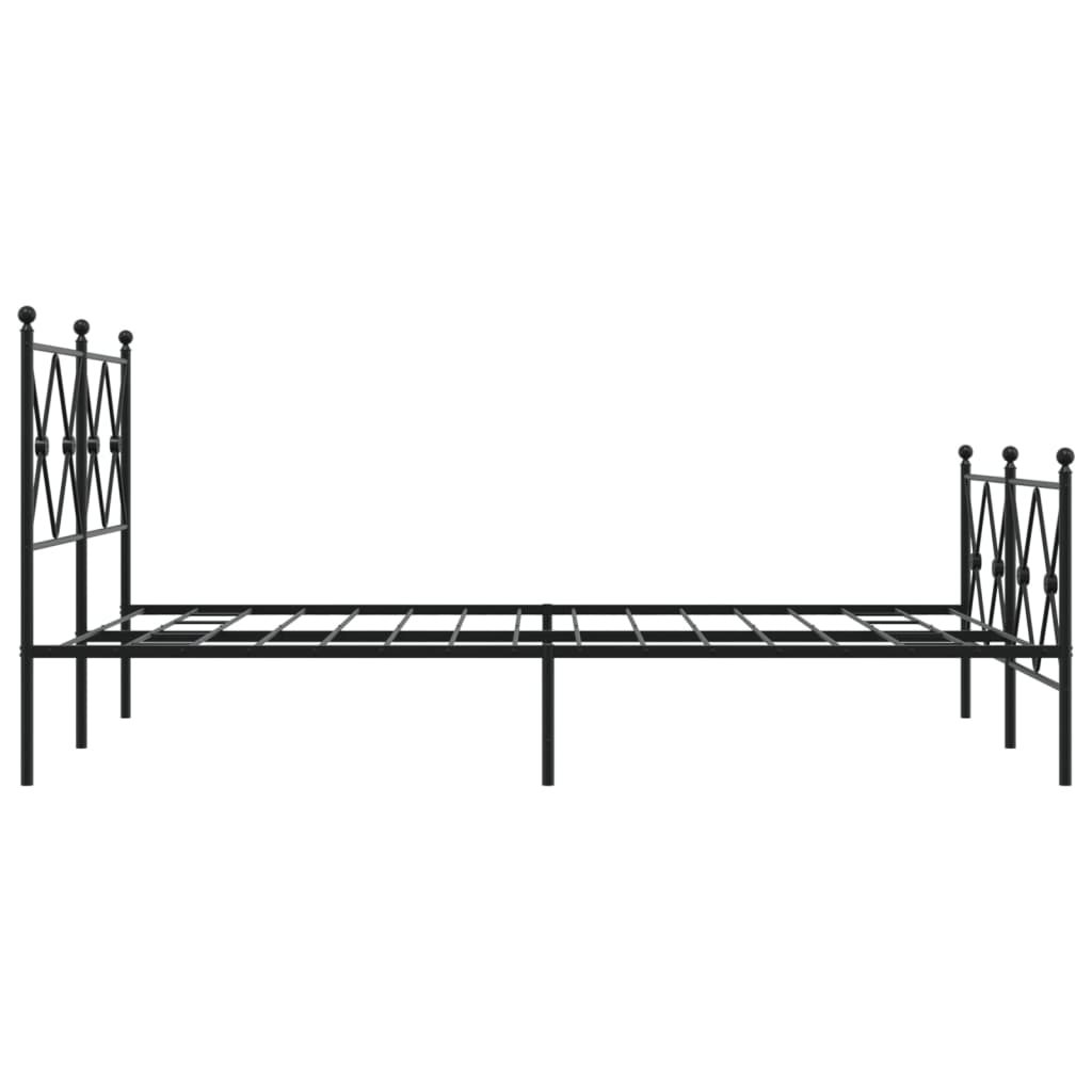 Sengeramme i metall med hode- og fotgavl svart 120x200 cm