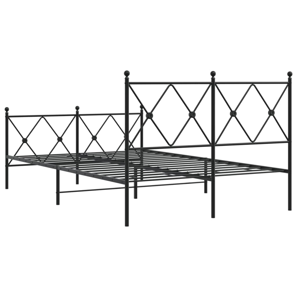 Sengeramme i metall med hode- og fotgavl svart 120x200 cm
