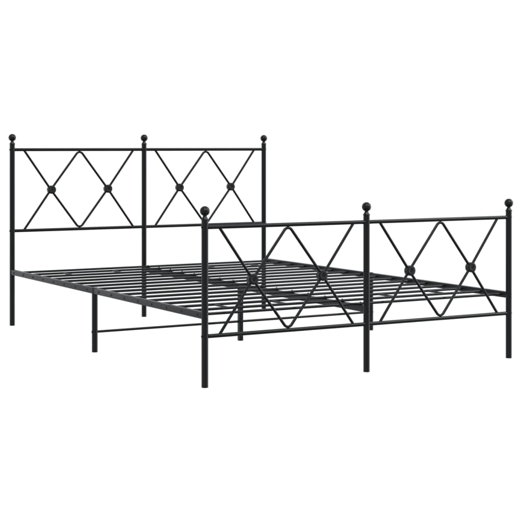 Sengeramme i metall med hode- og fotgavl svart 137x190 cm