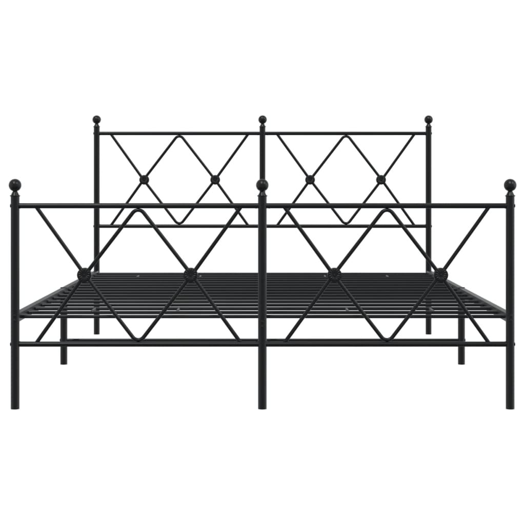 Sengeramme i metall med hode- og fotgavl svart 137x190 cm