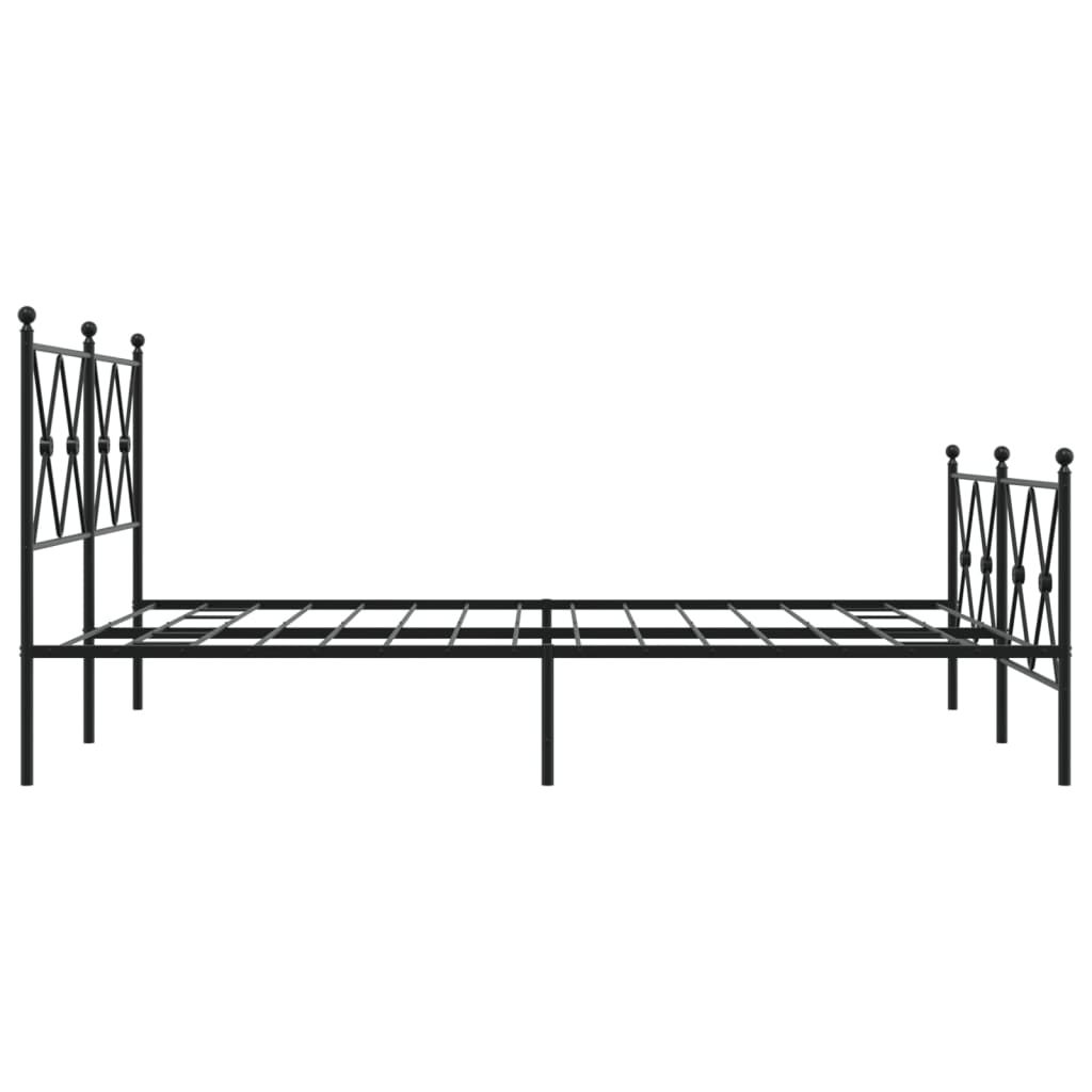 Sengeramme i metall med hode- og fotgavl svart 137x190 cm