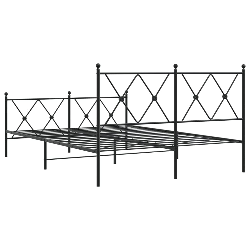 Sengeramme i metall med hode- og fotgavl svart 137x190 cm