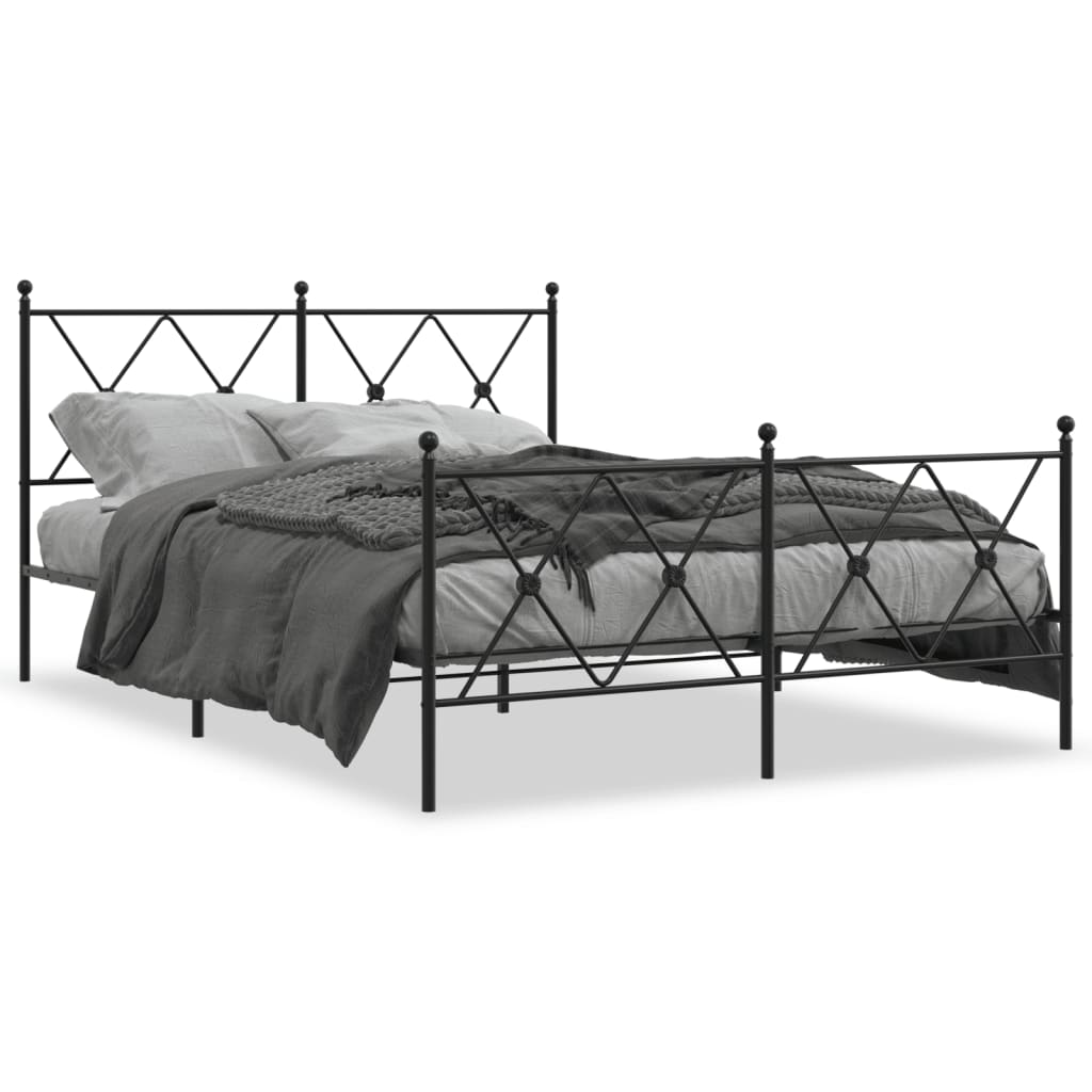 Sengeramme i metall med hode- og fotgavl svart 140x190 cm