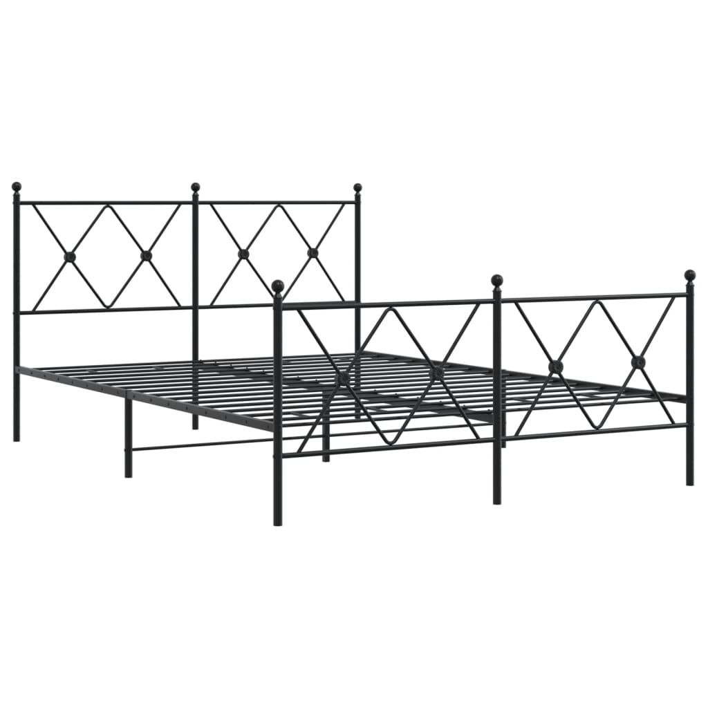 Sengeramme i metall med hode- og fotgavl svart 140x190 cm